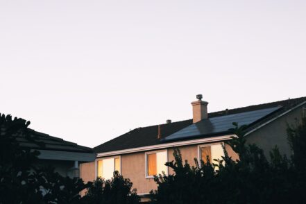 A picture of a roof of a house that has solar panel installed