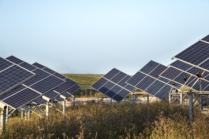 photovoltaics in solar power station energy from natural. Close-up.