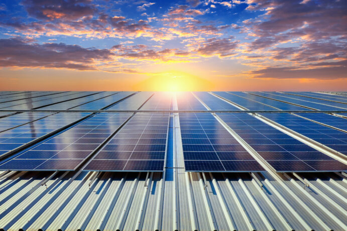 Solar panels on the roof. (Solar cell)