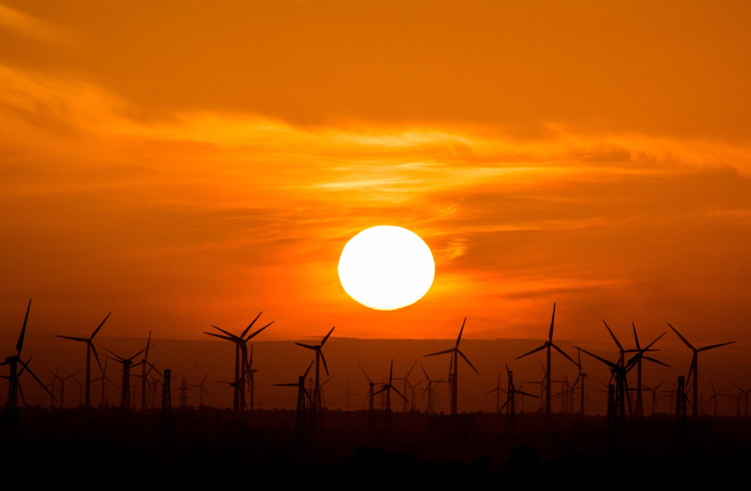 wind turbines and sun